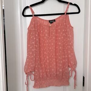 B-works off the shoulder  peach seethrough top size S